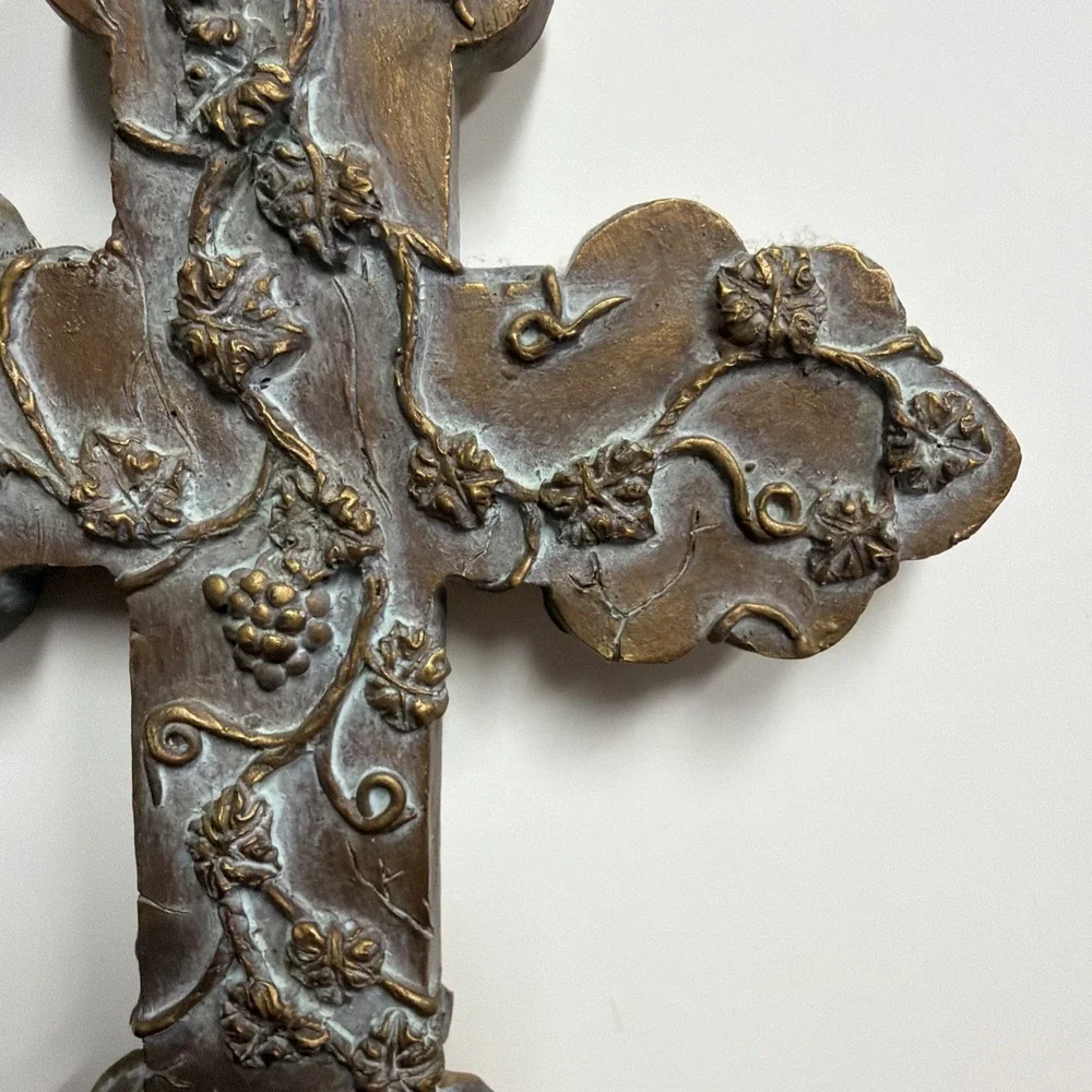 Cross Wall Hanging Grape Design 9 X 6.5